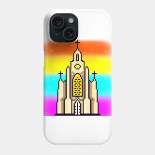 Rainbow church pixel art style Phone Case