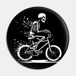 skeleton rides on bike Pin