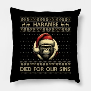 Harambe Died For Our Sins Pillow