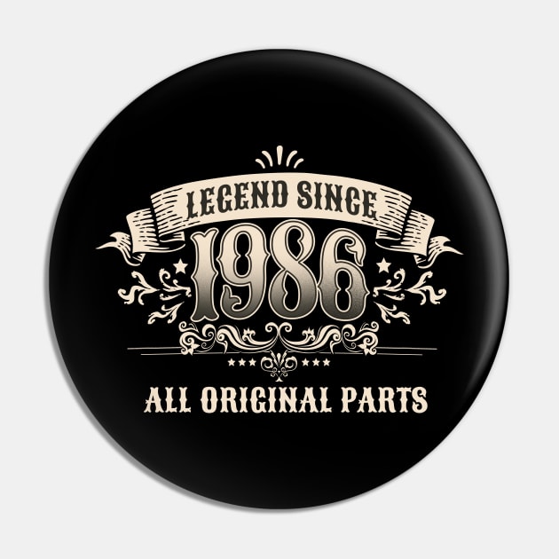 Retro Vintage Birthday Legend since 1986 All Original Parts Pin by star trek fanart and more