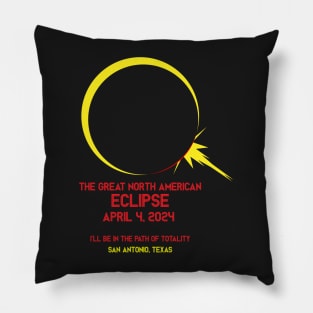 Eclipse 2024 San Antonio, Texas Pillow