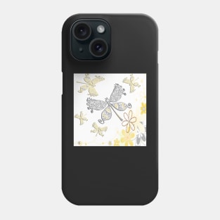 Dragonflies Yellow & Grey on White Background Happy Inspirational Design Mother's Day Gifts Phone Case