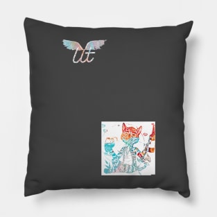 LitQ - bengal cat drinks wine on Valentine's Day Pillow