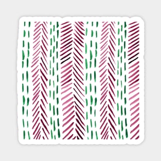 Abstract herringbone pattern - pink and green Magnet