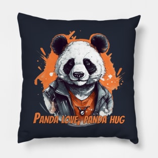 Cute Panda T-Shirt Design - Adorable Panda Illustration for Panda Lovers Pillow