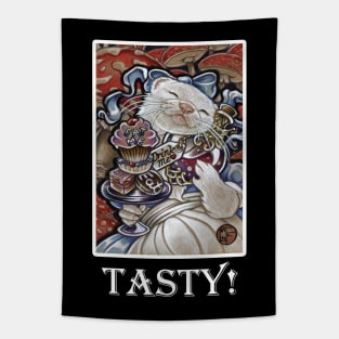 Alice Ferret - Tasty Quote - White Outlined Version Tapestry