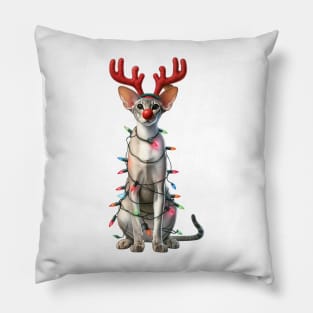 Christmas Red Nose Oriental Shorthair Cat Pillow