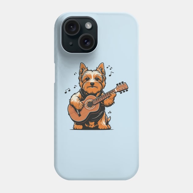Yorkshire Terrier Playing Guitar Phone Case by Graceful Designs