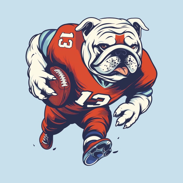 Bulldog Playing American Football by Wintrly