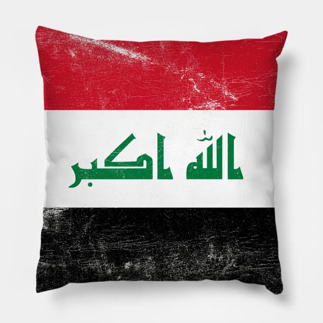 Iraq // Faded Vintage Style Flag Art Design Pillow by DankFutura