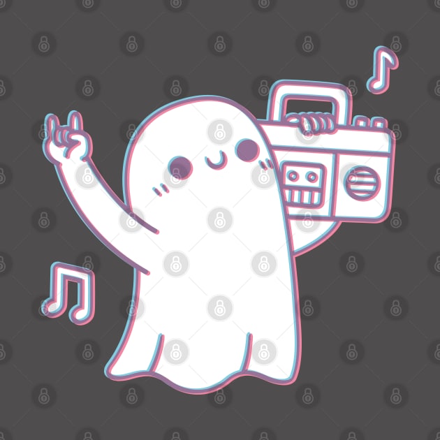 Cute Ghost Dancing With Boombox Radio by rustydoodle