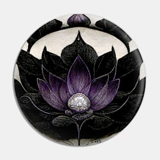 Goth Yoga Room Watercolor Purple and Black Lotus Flower Pin