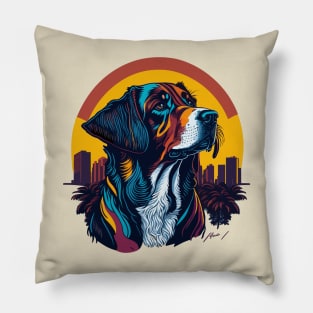 Vibrant Dog Art - Add Some Miami Flair to Your Accessories with This Playful Design! Pillow