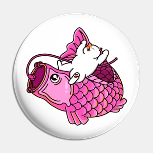 Cat and Pink Koinobori Pin