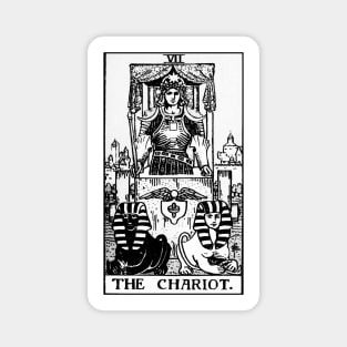 VII. The Chariot Tarot Card | Black and white Magnet