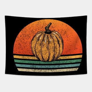 Pumpkin Retro Vintage Sunset Autumn Fall Design Tapestry