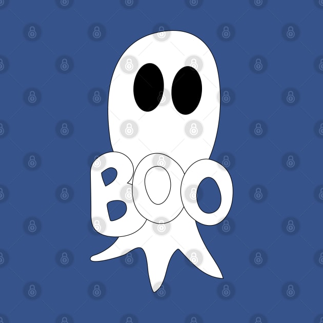 Cute Halloween ghost cartoon with BOO text by Angel Dawn Design