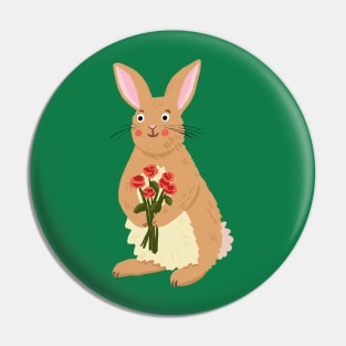 Rabbit with Roses Pin