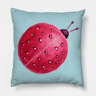 Pretty Spherical Abstract Watercolor Ladybug Pillow