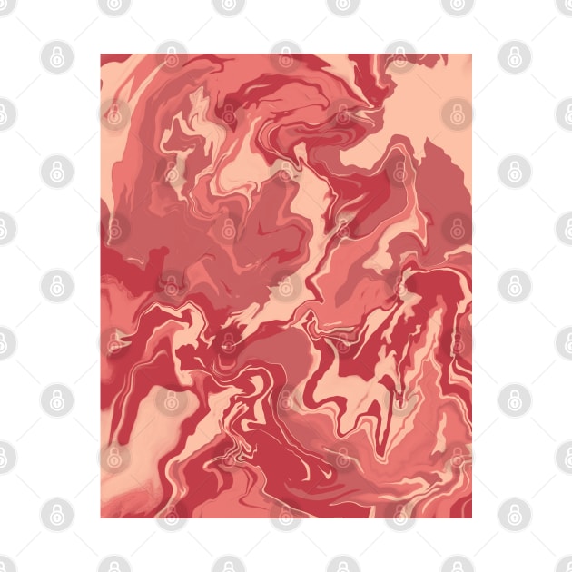 Shades of Pastel Dreamy Pink and Red Aesthetic Marble Pattern by Teeworthy Designs