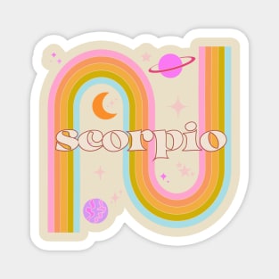 scorpio 70s Rainbow with Flowers Magnet