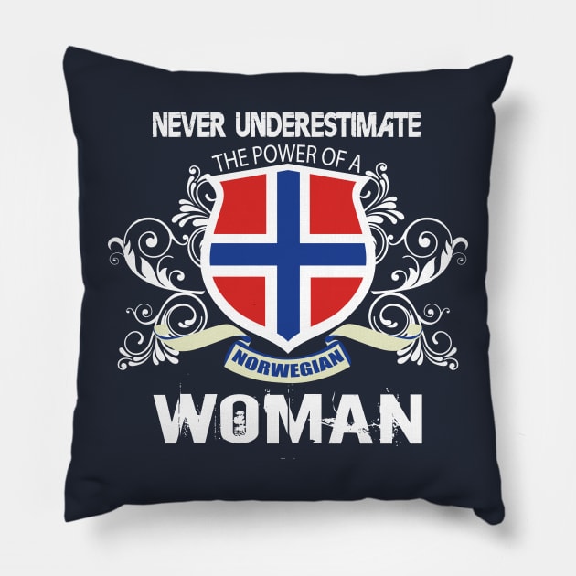 NEVER UNDERESTIMATE THE POWER OF A NORWEGIAN WOMAN Pillow by savy