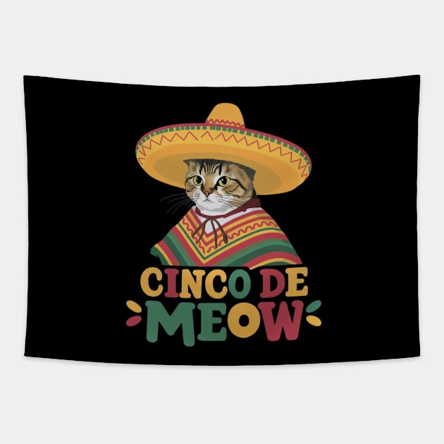 Feliz Cinco de Meow Funny Mexican Cat Fiesta 5 De Mayo Tapestry by HBart