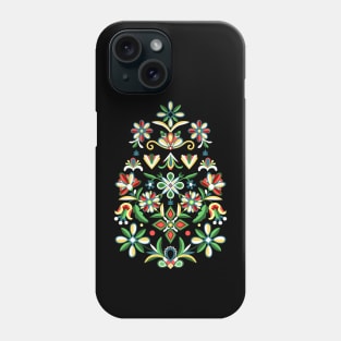 Swedish folk flowers black Phone Case