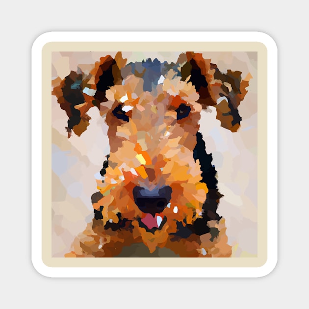 Cute Airedale Terrier Dog Watercolor Painting Artwork Magnet by Furrban