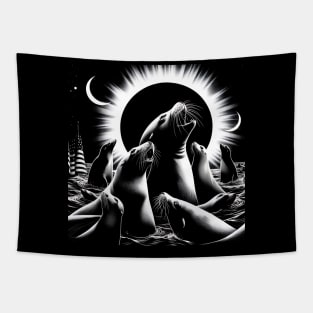 Seal Lover Sea Solar Eclipse Of April 8 2024   Seals Girls Boys Women Tapestry