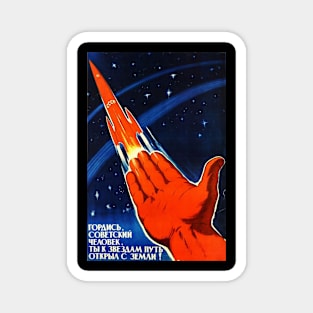 Soviet Space Propaganda Poster USSR Rocket Magnet