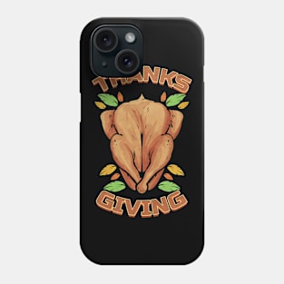 Roasted Turkey And Brown Leaves Logo For Thanksgiving Phone Case