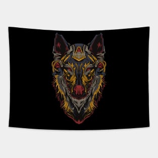 Cyborg Wolf Head Tapestry