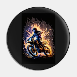 Dirt Bike With Flames Pin