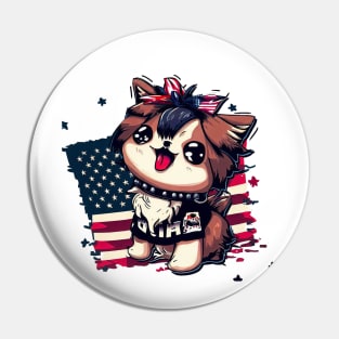 Cute Dog 4th Of July Liberty Lapdog Pin