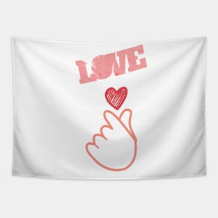 Mini heart, Korean love hand finger symbol Tapestry