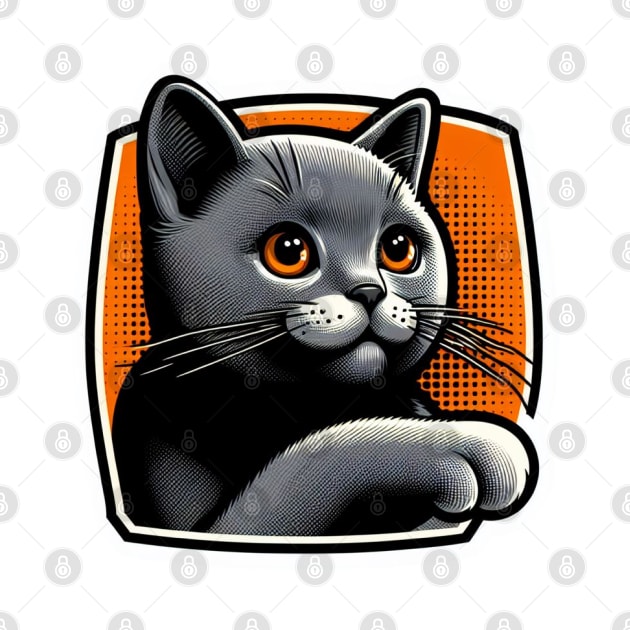 cat with orange background by naquash