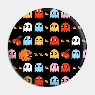 Retro Pumpkin Eating Ghosts Pin