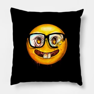 Nerd face emoji Pillow