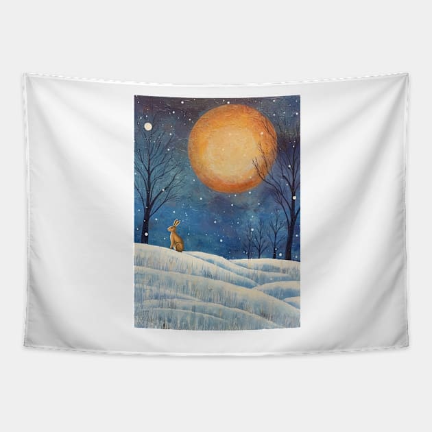 Moonlit Reverie: The Hare's Serenity Tapestry by thewandswant