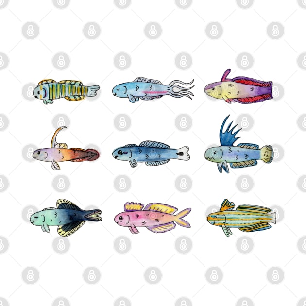 Saltwater Reef Aquarium Dartfish In Watercolor by narwhalwall