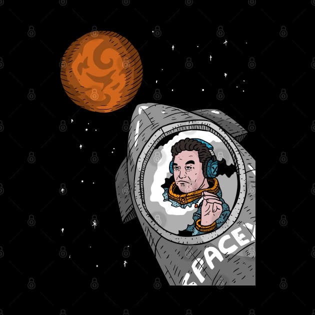 Elon Musk Rides Starship To Mars Fan Artwork Transparent Background by AstroGearStore