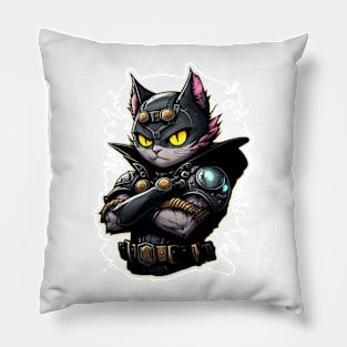 Vigilante Cat Dark Avenger Superhero Pillow