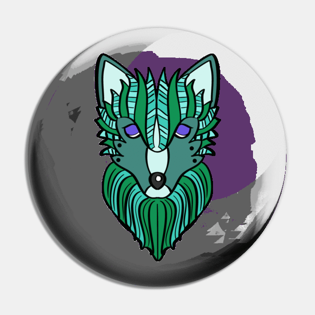 Green Wolf Pin by Soomz