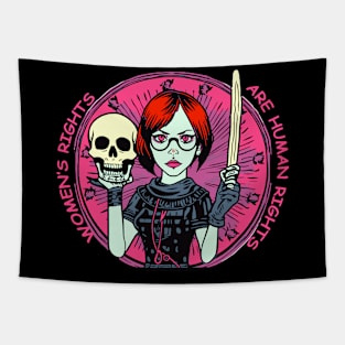 Goth Feminist Women's Rights are Human Rights Tapestry