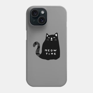 Meow time black cat drawing Phone Case