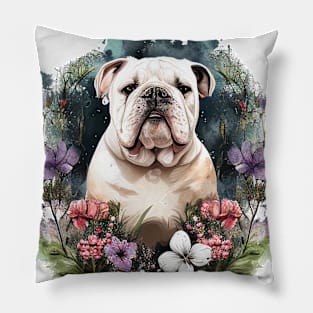 White Bulldog Pillow