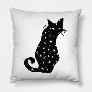 Cosmic Cat Black Pillow