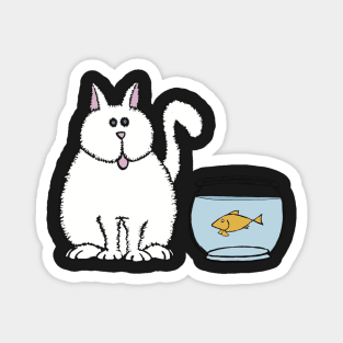 Cat fish and bowl Magnet