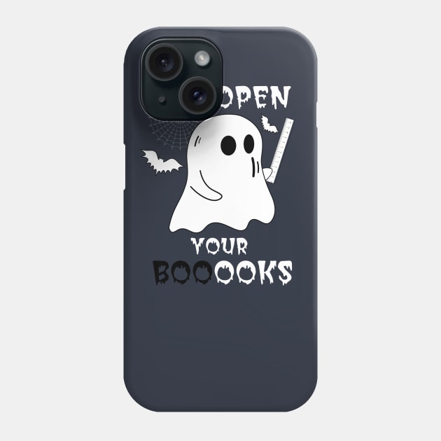 Boo Boo Crew Teacher Ghost Holding Ruler Funny Halloween - Open Your Booooks - Teacher Gift Phone Case by OsOsgermany